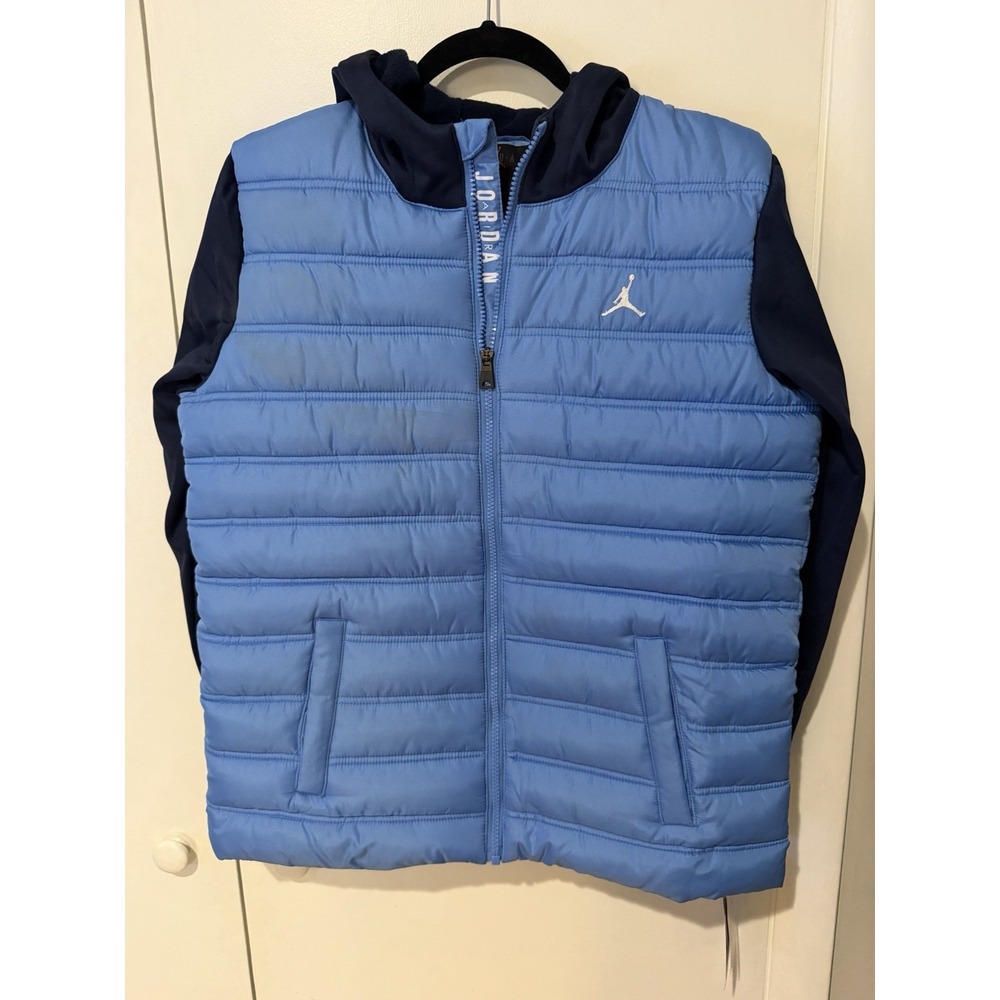 Jordan Jacket Youths XL Blue Hooded Puffer Synthetic Fill Insulated Full Zip